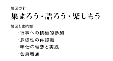 RI2014-15地区方針「集まろう・語ろう・楽しもう」