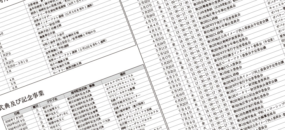 第2760地区2018-19年度地区行事予定